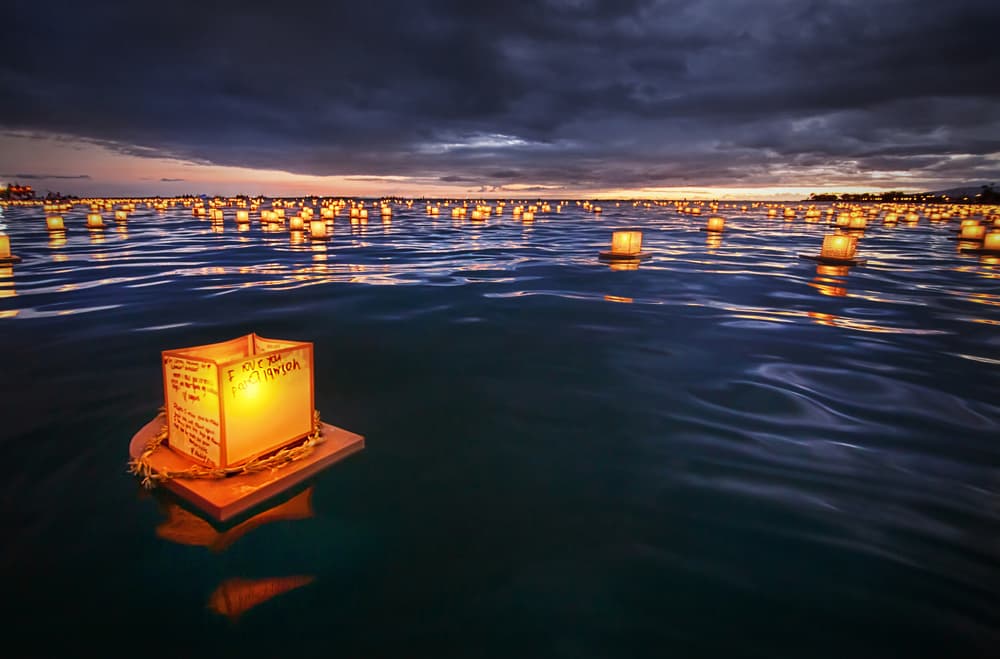 Floating Lanterns Dusk by Mark Yugawa — canvas wall art