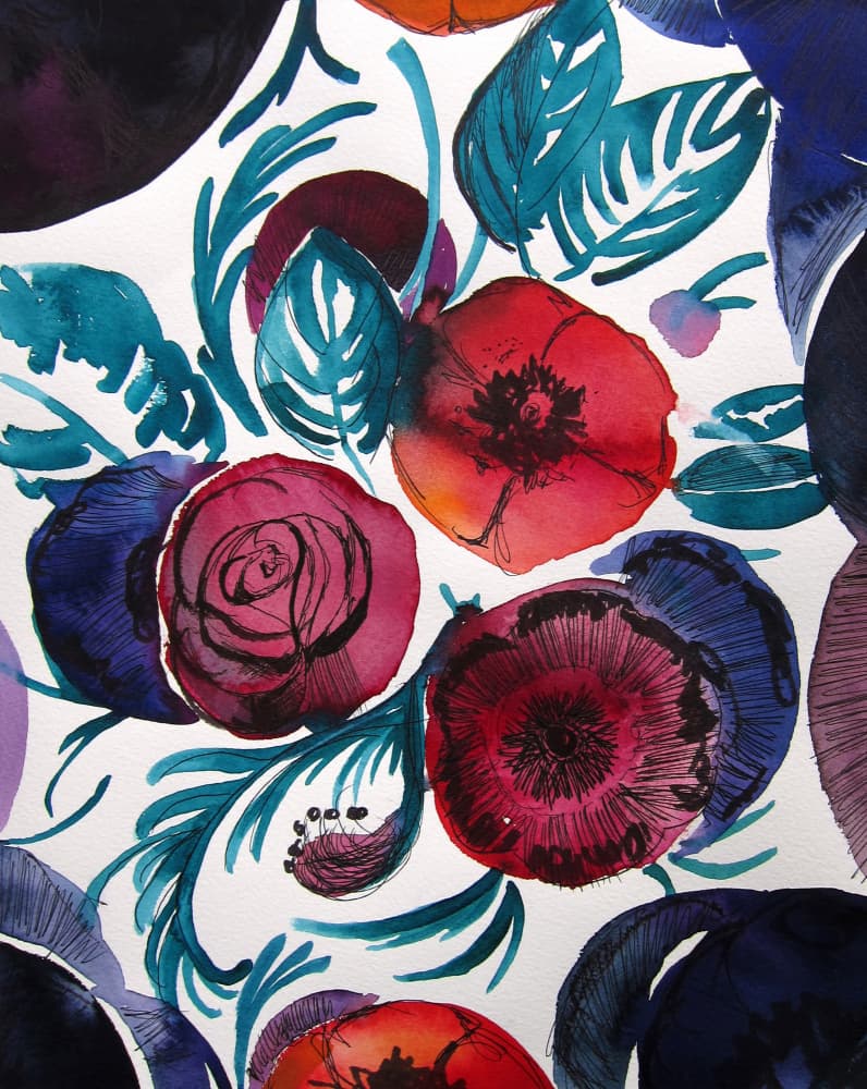 Vibrant Floral Watercolor by Christine Lindstrom — canvas wall art