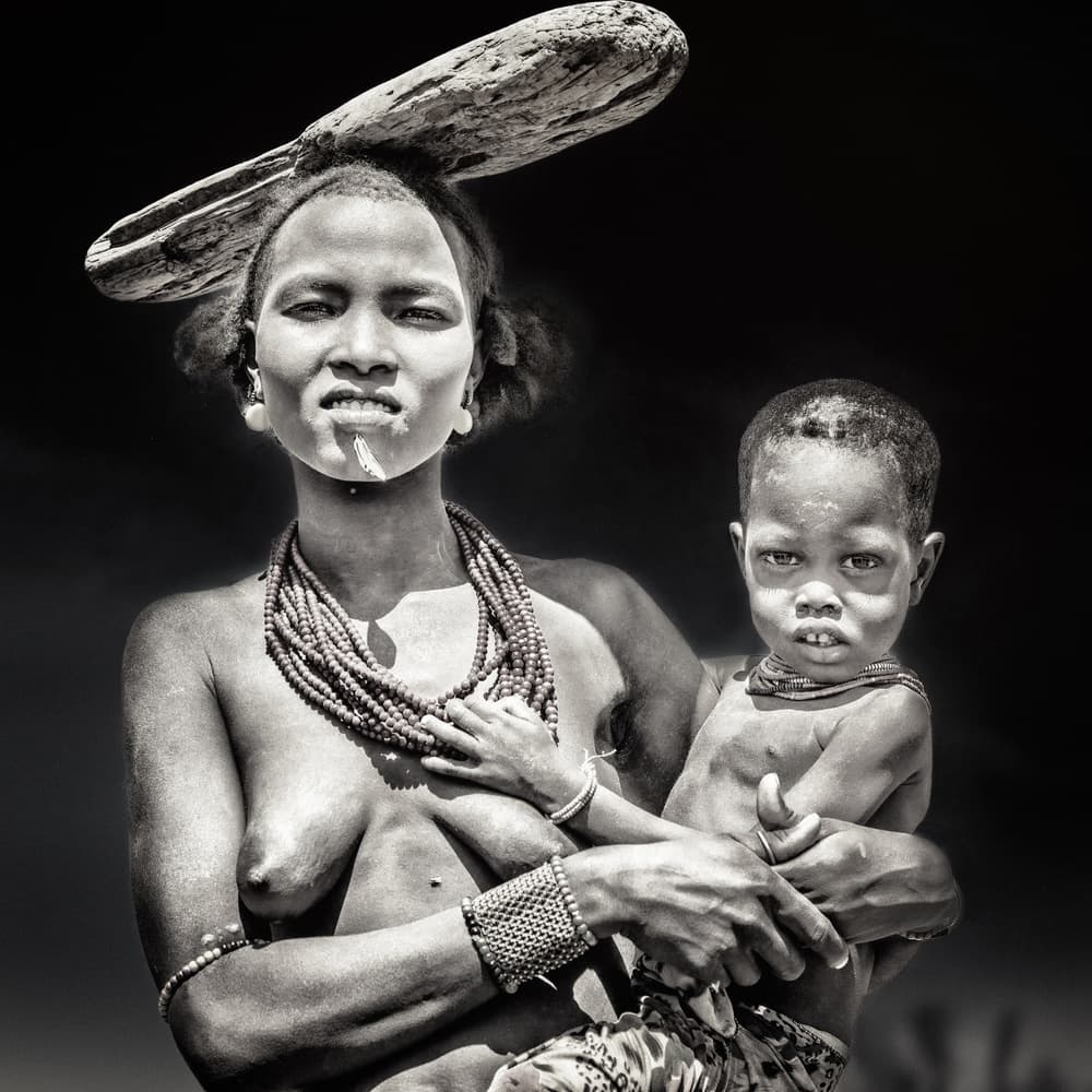 African Mother Child Portrait by Piet Flour — canvas wall art