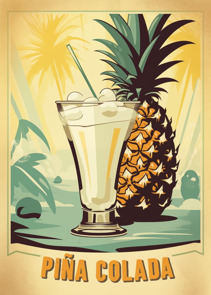 Retro Tropical Piña Colada by Andreas Magnusson — canvas wall art