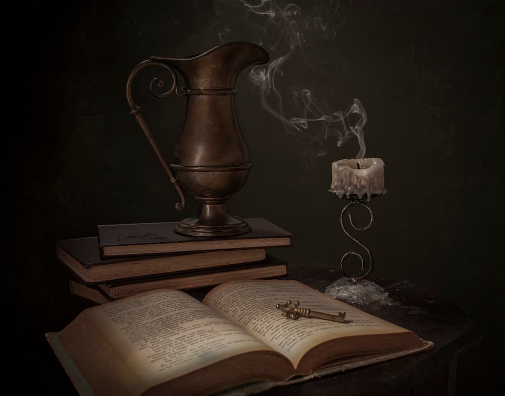Vintage Books and Key by Margareth Perfoncio — canvas wall art