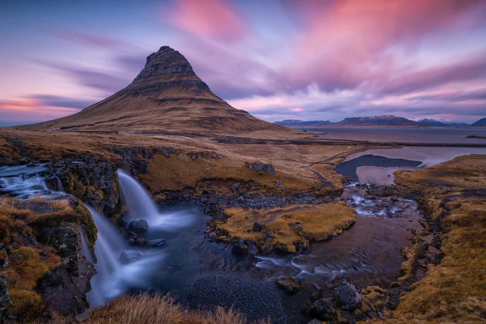 Majestic Kirkjufell Waterfall by Zhang Dong — canvas wall art
