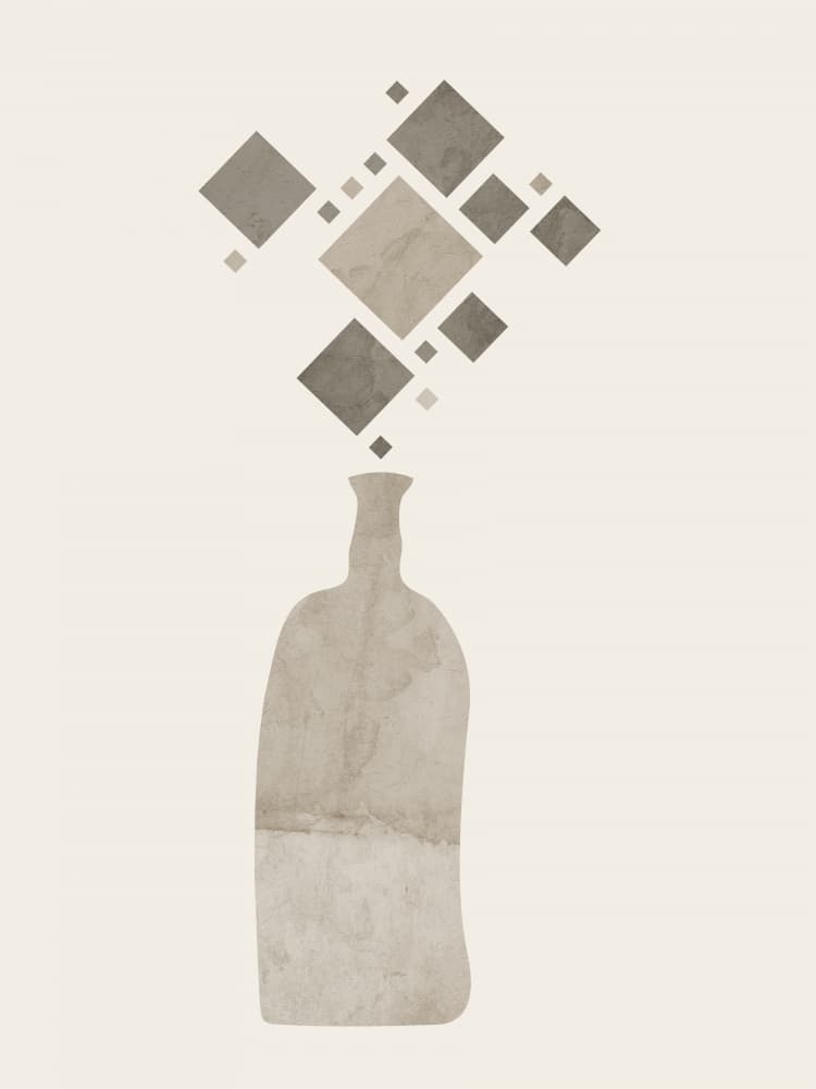 Floating Geometric Bottle by Ema Paraschiv — canvas wall art