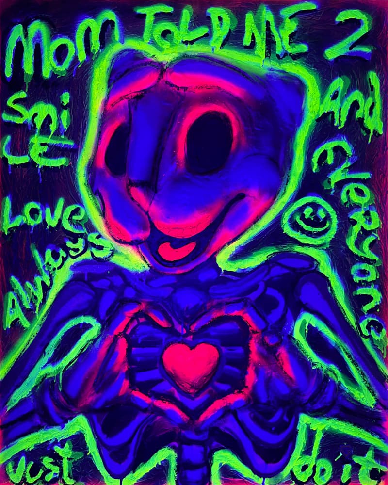 Smiling Skeleton Heart Glow by Guldhart — canvas wall art