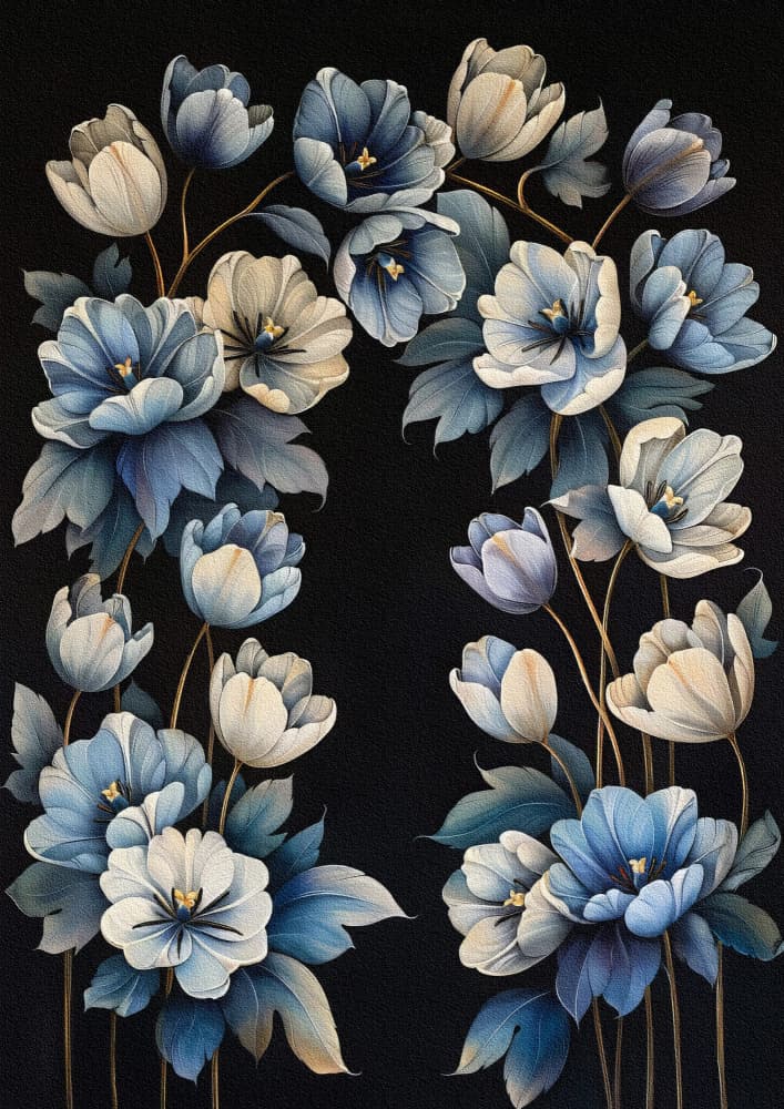Elegant Blue Tulips by Bilge Paksoylu — canvas wall art