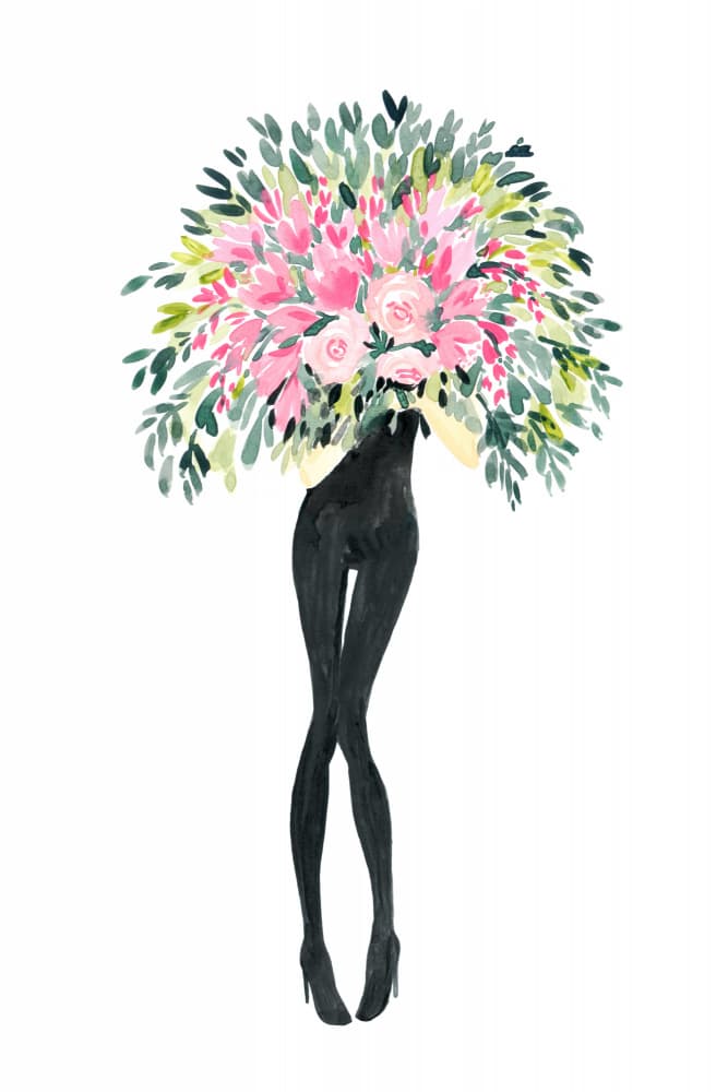 Floral Fashion Figure by Rosana Laiz Blursbyai — canvas wall art
