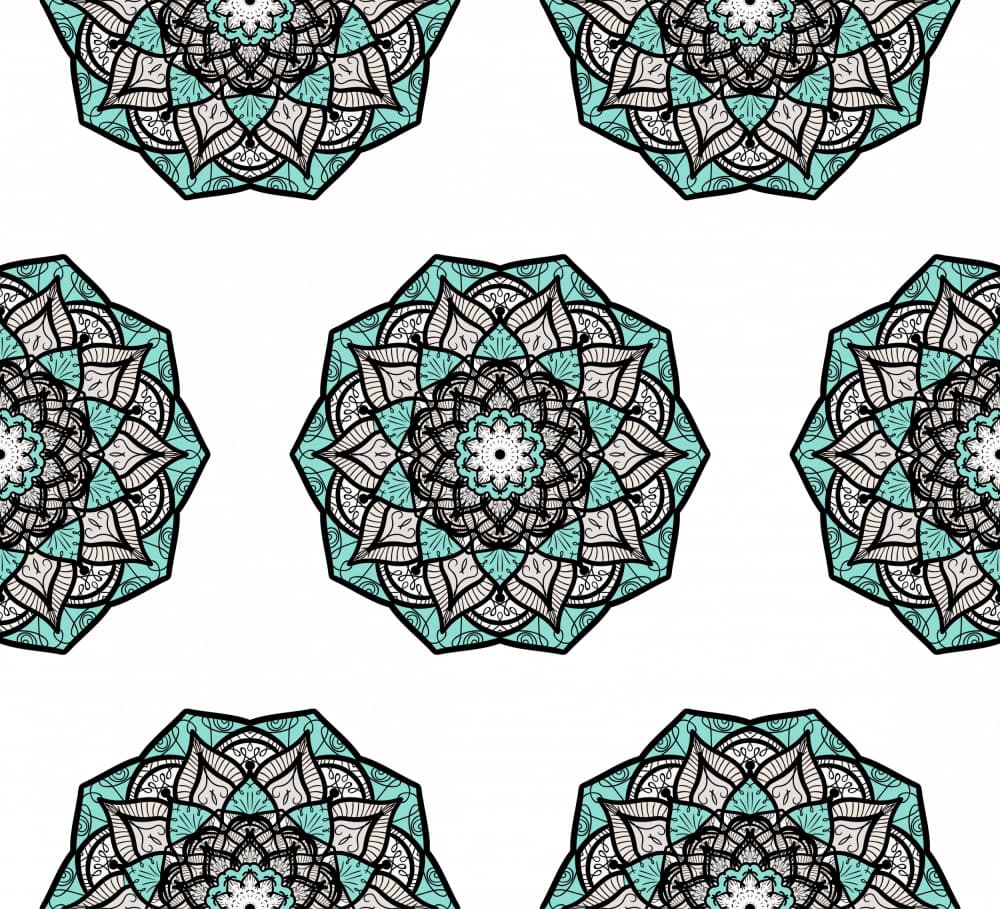 Teal Mandala Pattern by Marika Barsrsind — canvas wall art