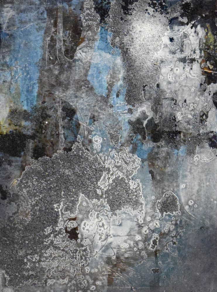 Weathered Blue Grunge by Deb Chaney — canvas wall art