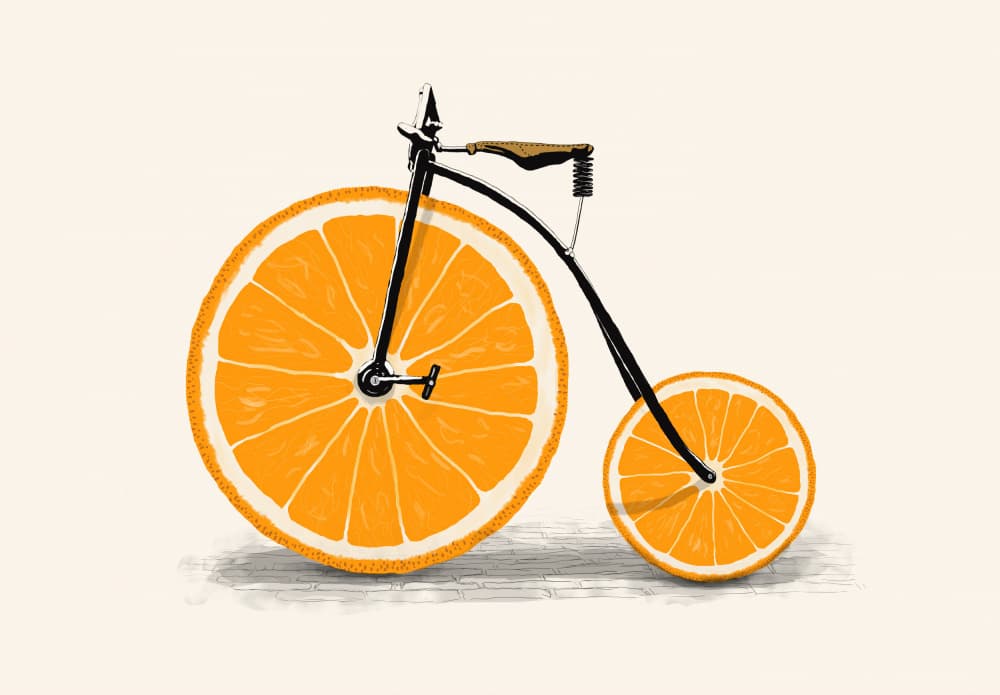 Orange Slice Bicycle by Florent Bodart — canvas wall art