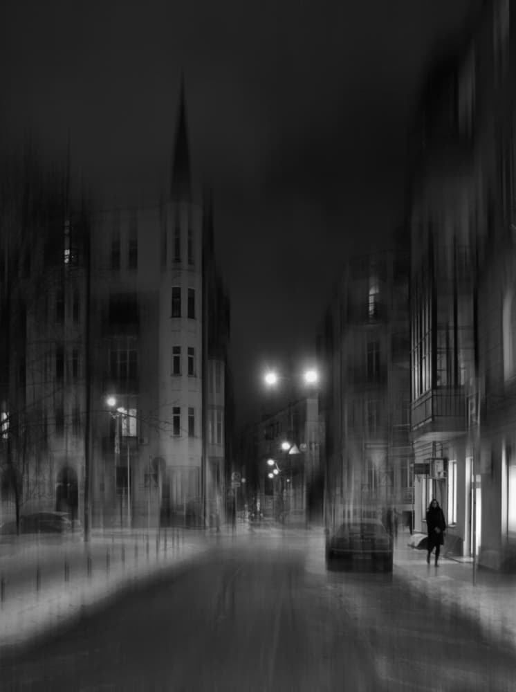 Dark City Night Stroll by Alexander Kiyashko — canvas wall art