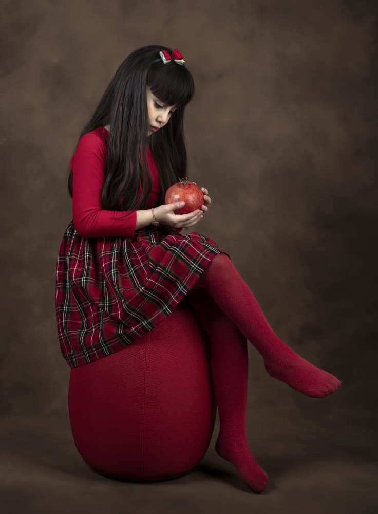 Red Girl with Pomegranate by Sara shafigh — canvas wall art