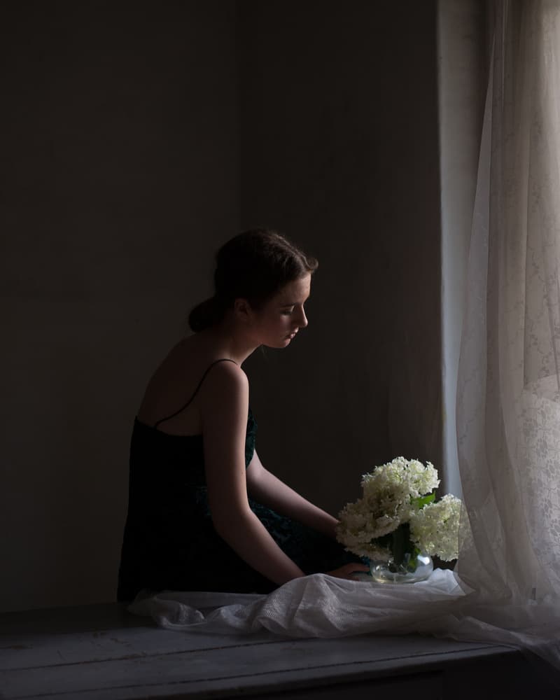 Quiet Woman With Flowers by Małgorzata Masarz — canvas wall art