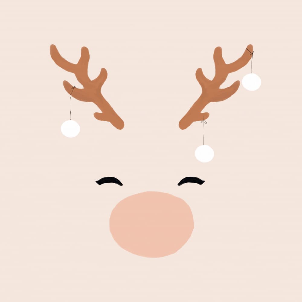 Happy Reindeer Face by Orara Studio — canvas wall art