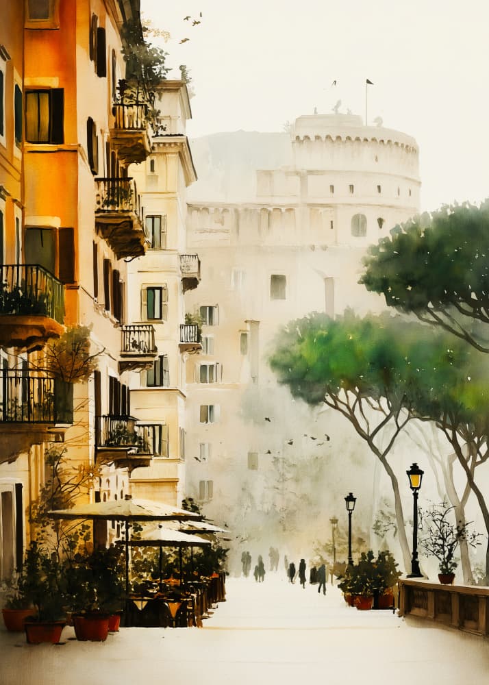 Charming Rome Vista by Justyna Jaszke — canvas wall art