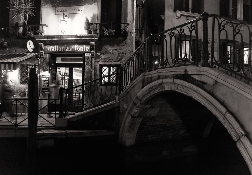 Venice Bridge By Night by Izabella Végh — canvas wall art