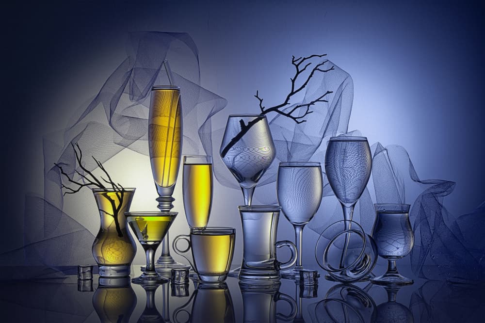 Golden Blue Still Life by Lydia Jacobs — canvas wall art