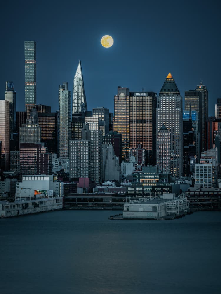 Manhattan Moonlit Skyline by Wei (David) Dai — canvas wall art