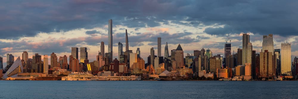 New York City Sunset Skyline by Rene Tenteris — canvas wall art