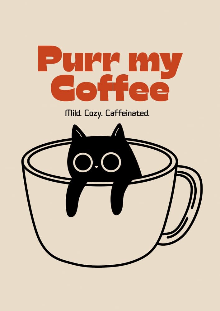 Cute Cat Coffee Break by Marianne Bassil — canvas wall art