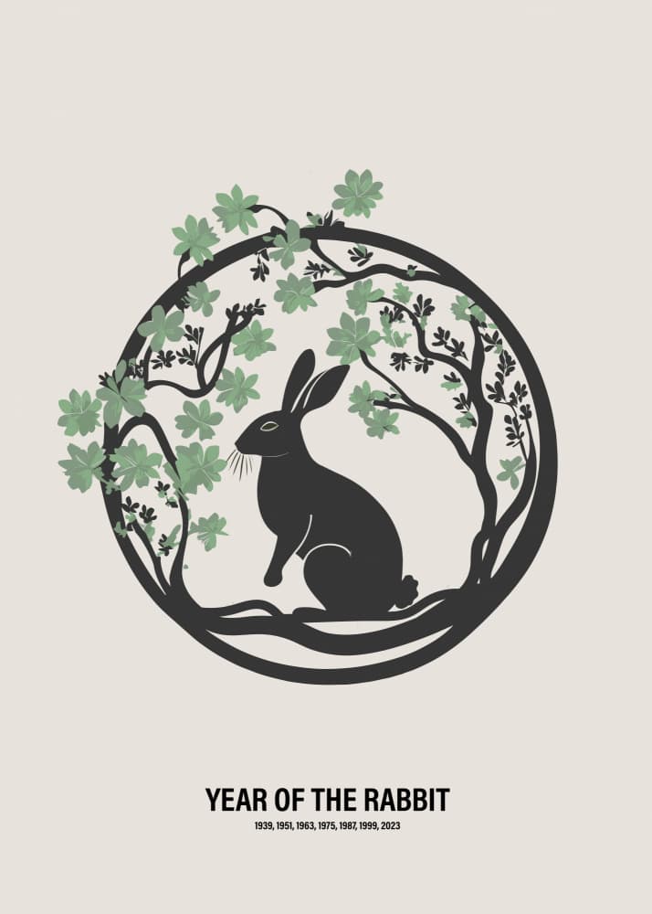 Year Of The Rabbit by Paperago — canvas wall art