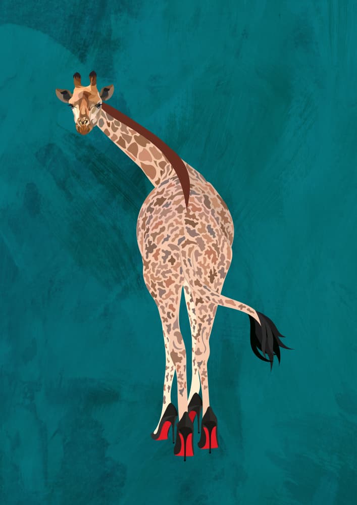 Giraffe in Red Heels by Sarah Manovski — canvas wall art