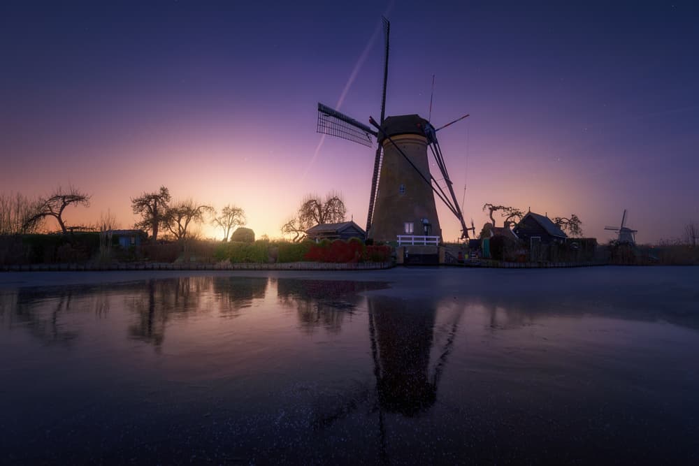 Dutch Windmill Twilight by Juan Pablo de Miguel — canvas wall art