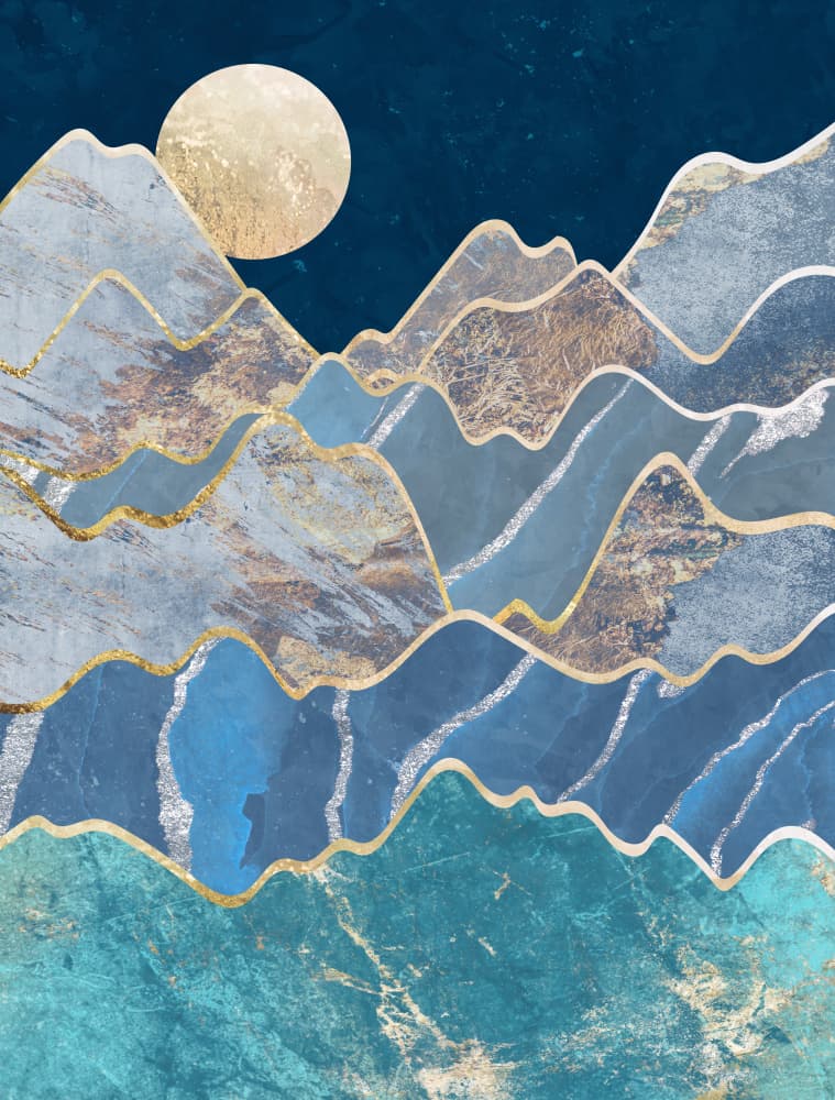Golden Moon Mountains by Sarah Manovski — canvas wall art