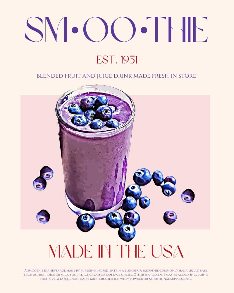 Fresh Blueberry Smoothie by Nazma Khokhar — canvas wall art