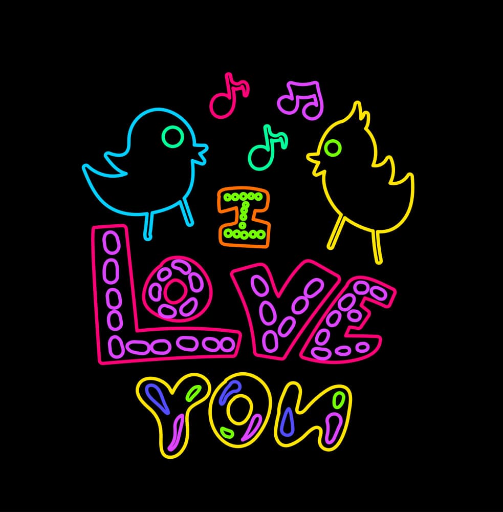 Neon Love Birds by Marika Barsrsind — canvas wall art