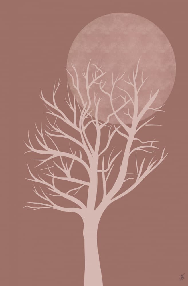 Earthy Moon Tree by Anne-Marie Volfova — canvas wall art