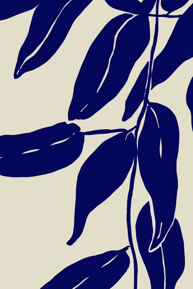Indigo Leaves Dance by Treechild — canvas wall art