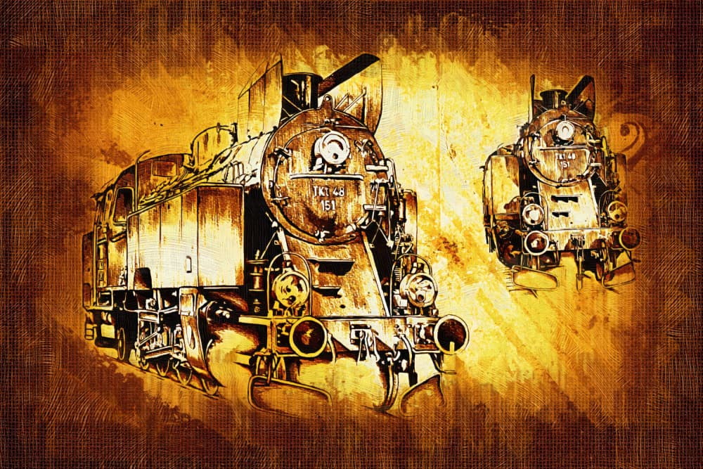 Vintage Steam Locomotives by Rafal Kulik — canvas wall art