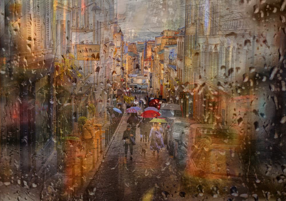 Rainy Paris Street View by Anette Ohlendorf — canvas wall art