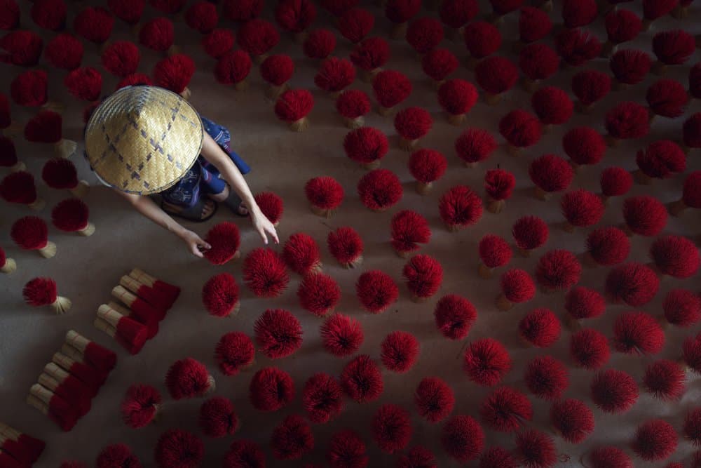 Vietnamese Red Incense Craft by Sarawut Intarob — canvas wall art