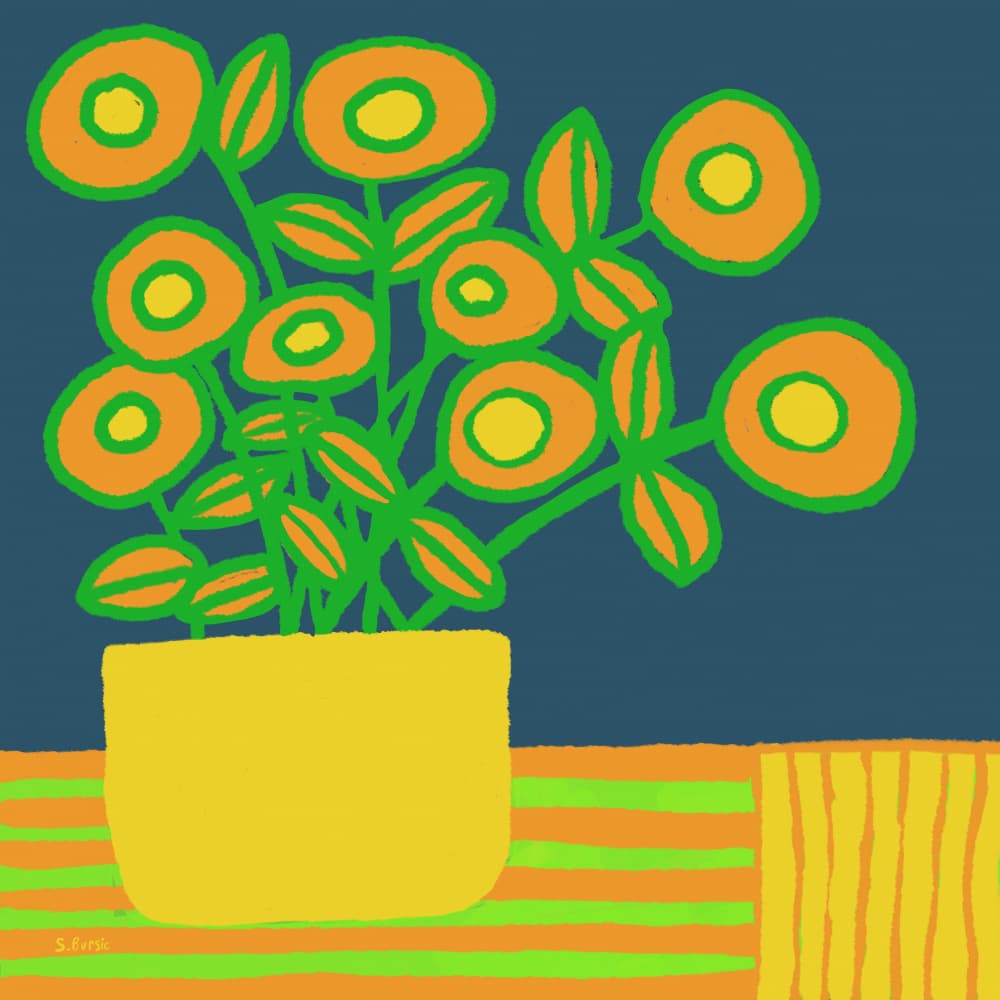 Modern Orange Flowers by Sharyn Bursic — canvas wall art