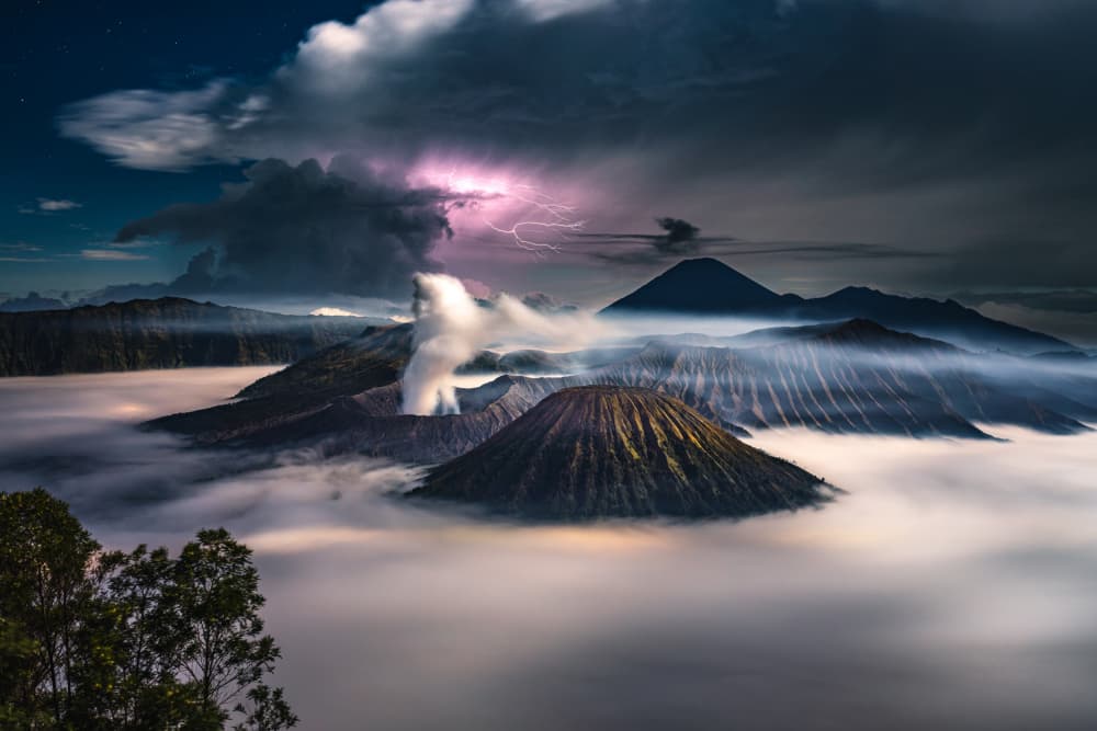 Erupting Volcano Lightning by Francesco Riccardo Iacomino — canvas wall art