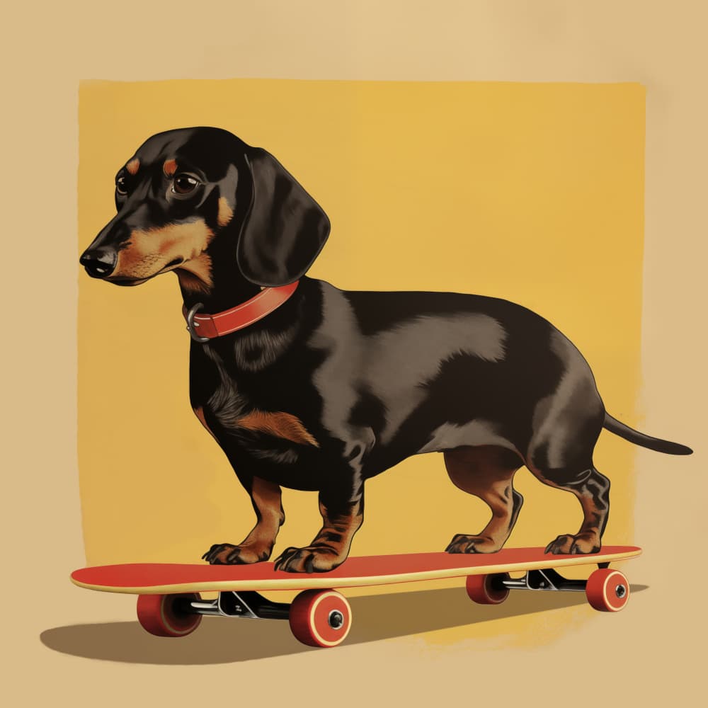 Skateboarding Dachshund