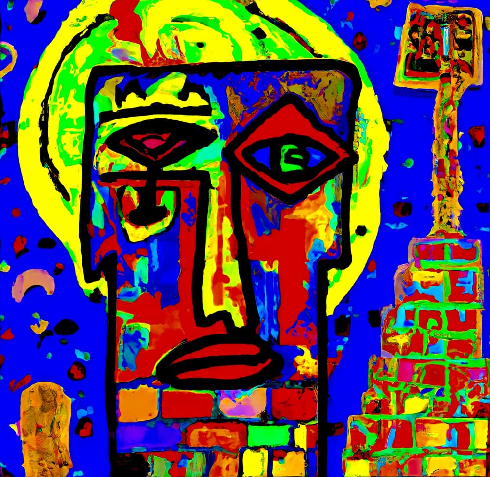 Vibrant Abstract Face by mnemonixART — canvas wall art
