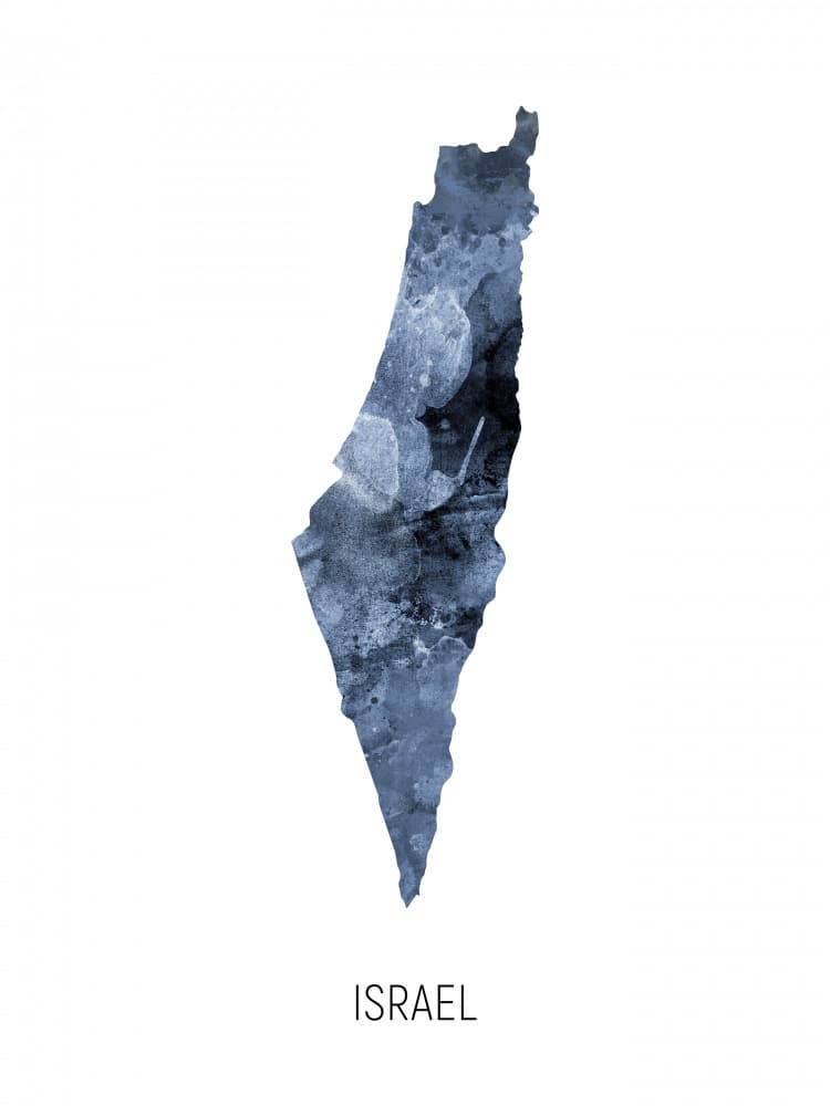 Textured Israel Map by Michael Tompsett — canvas wall art