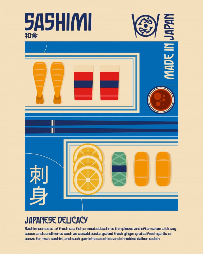 Japanese Sashimi Delicacy by Retrodrome — canvas wall art