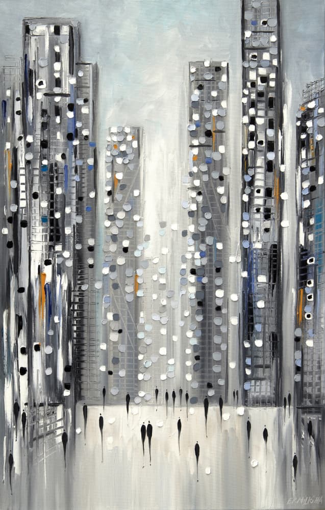 Abstract City Night by Ekaterina Ermilkina — canvas wall art