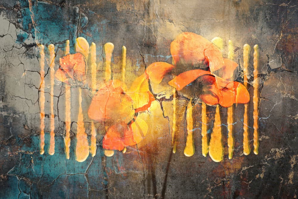 Orange Gold Grunge Glow by Rafal Kulik — canvas wall art