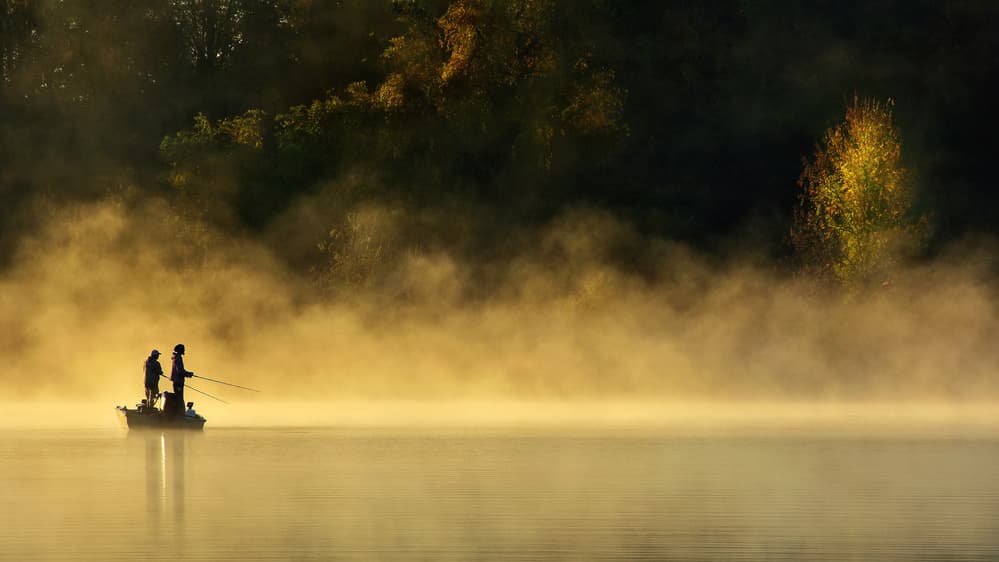 Misty Morning Fishing by Eric Zhang — canvas wall art
