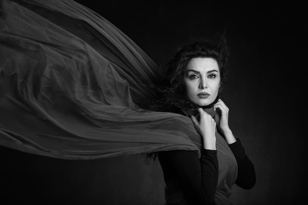 Mysterious Fabric Portrait by Mehdi Mokhtari — canvas wall art