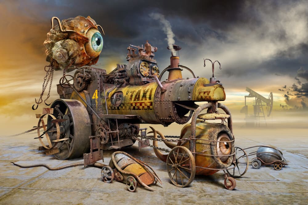 Bizarre Steampunk Eye Taxi by Radoslav Penchev — canvas wall art