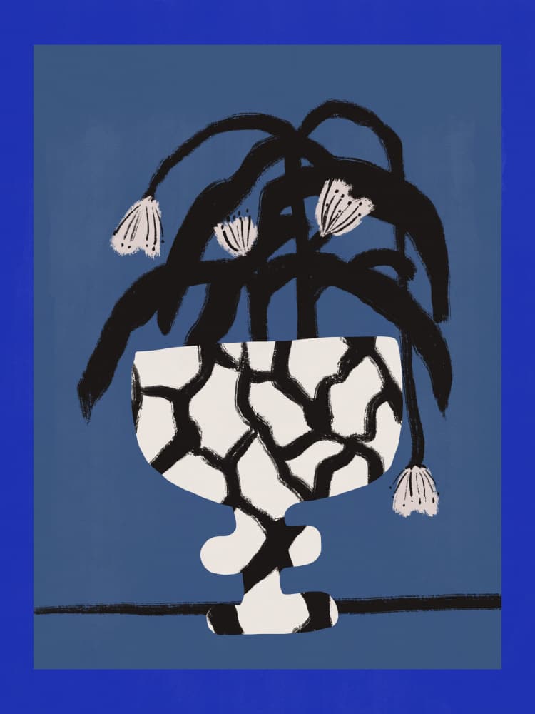 Indigo Floral Vase by Little Dean — canvas wall art