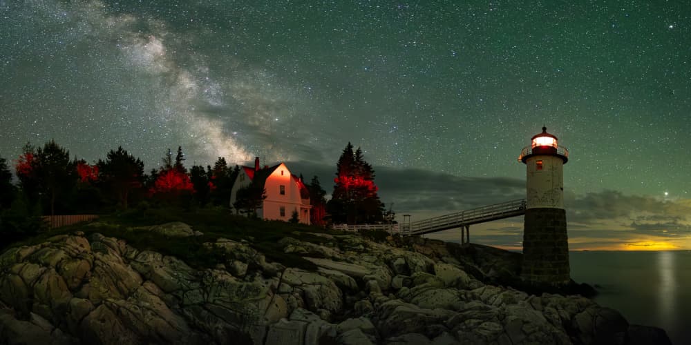Lighthouse Under Starry Sky by Scott J. Pilla — canvas wall art