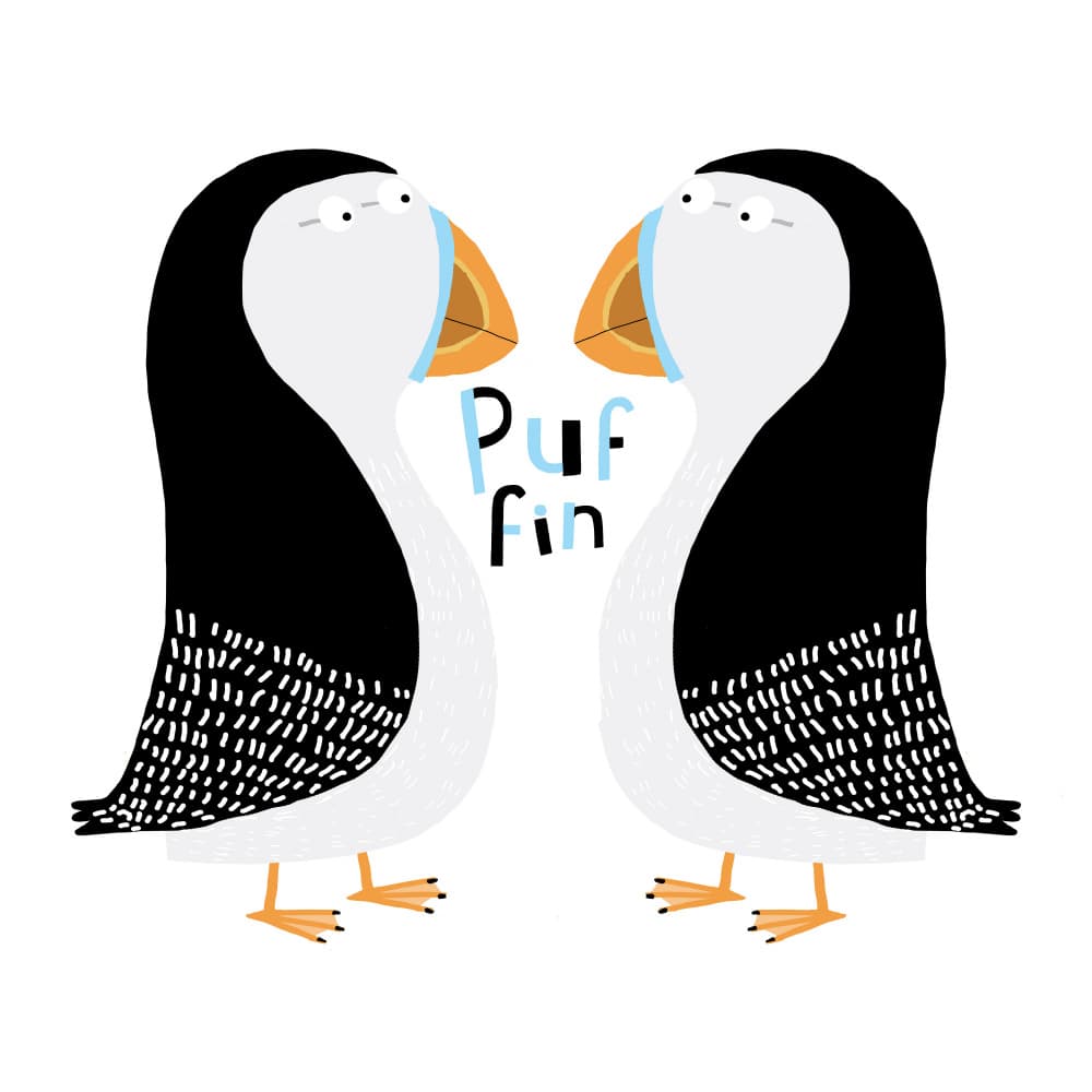 Two Cute Puffins by Carla Daly — canvas wall art