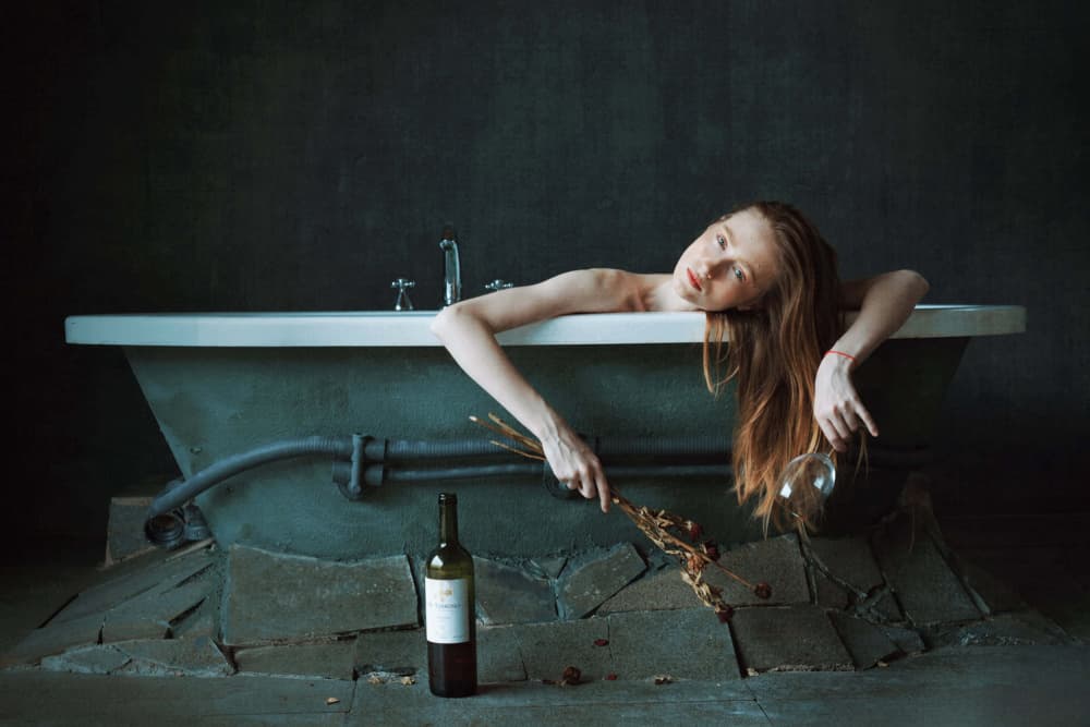 Moody Bath Relaxation by Nick Amanda — canvas wall art