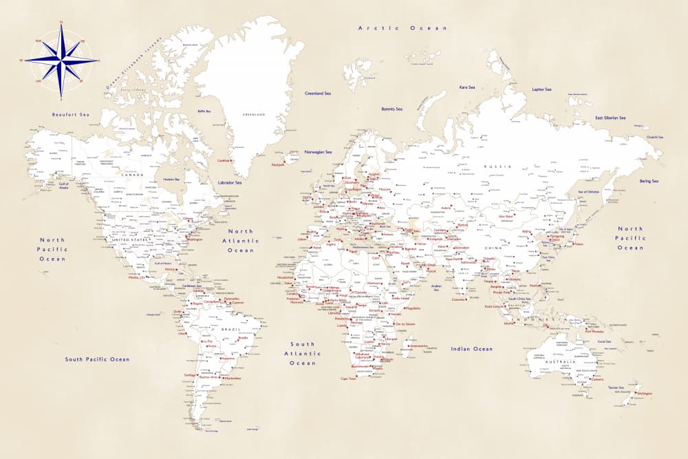 Vintage World Map by Rosana Laiz Blursbyai — canvas wall art